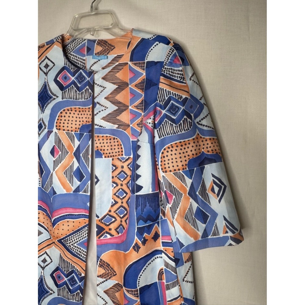 J McLaughlin Womens Sussex Turkish Longline Jacket Duster Sz S Artsy Abstract - Picture 3 of 12